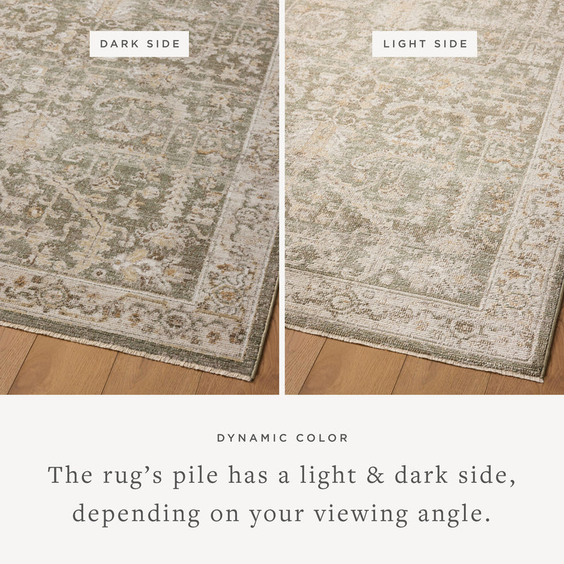 Magnolia Home by Joanna Gaines x Loloi Pace Rug in Forrest / Natural Green Accent Power-Loomed Polypropylene/Polyester