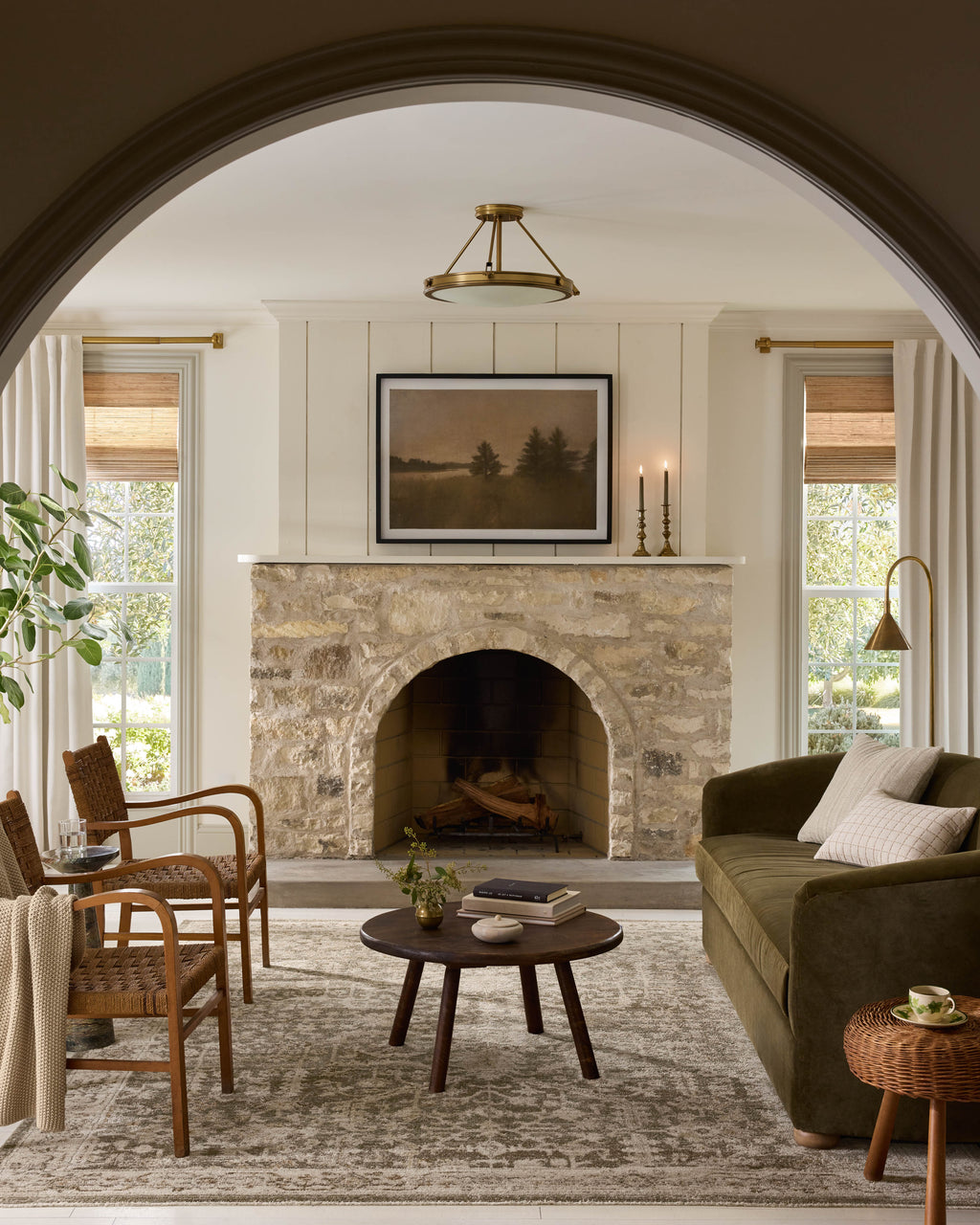 Magnolia Home by Joanna Gaines x Loloi Pace Rug in Forrest / Natural Green Accent Power-Loomed Polypropylene/Polyester