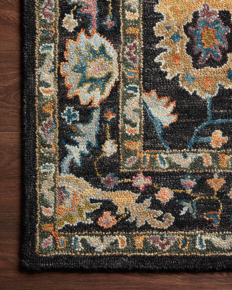 Loloi Padma Black / Multi 2'-0" x 5'-0" Accent Rug Black Accent Hand-Hooked Wool