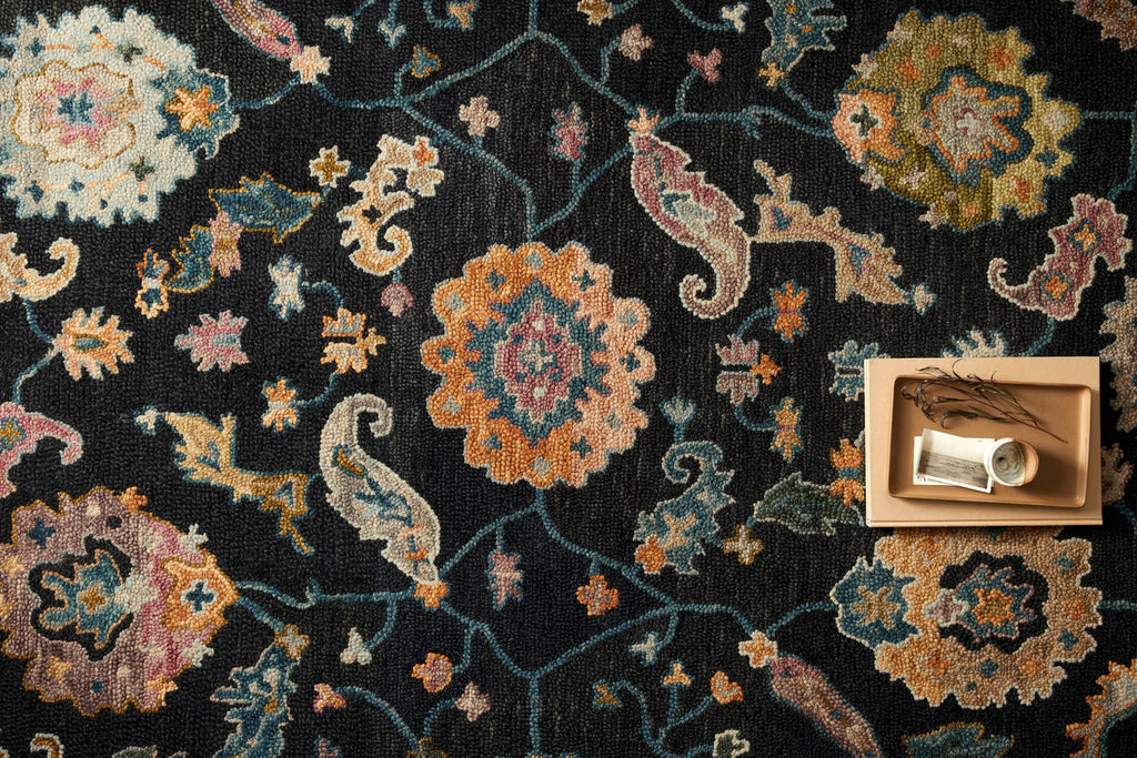 Loloi Padma Black / Multi 2'-0" x 5'-0" Accent Rug Black Accent Hand-Hooked Wool