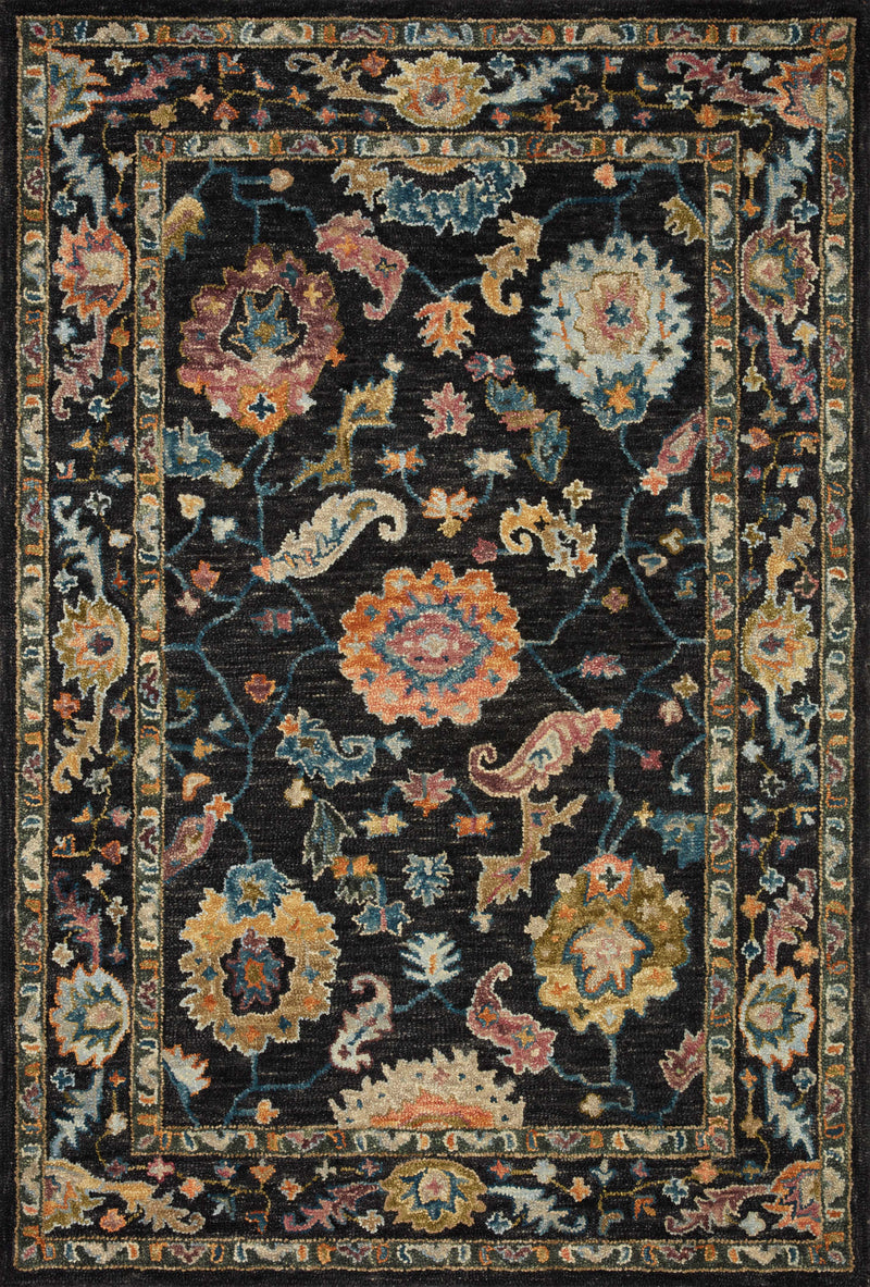 Loloi Padma Black / Multi 2'-0" x 5'-0" Accent Rug Black Accent Hand-Hooked Wool