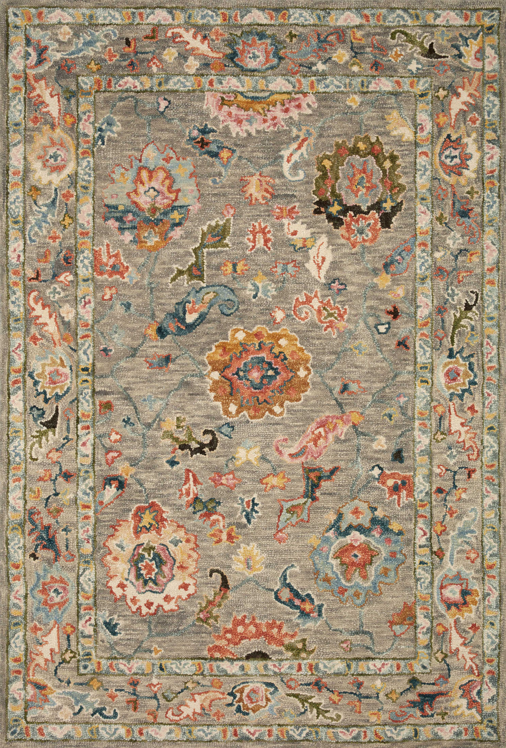 Loloi Padma Grey / Multi 2'-0" x 5'-0" Accent Rug Gray Accent Hand-Hooked Wool