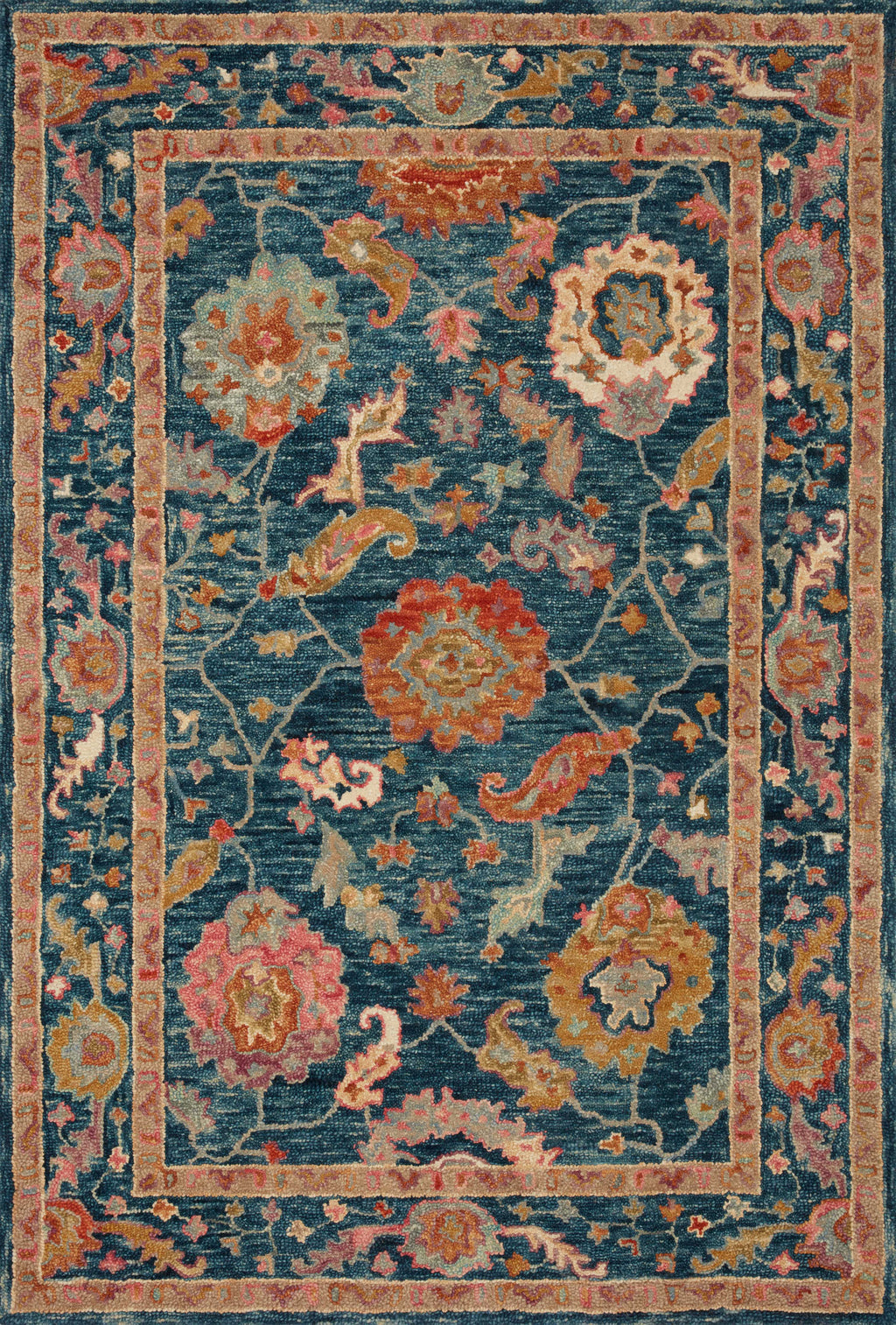 Loloi Padma Marine / Multi 2'-0" x 5'-0" Accent Rug Yellow Accent Hand-Hooked Wool