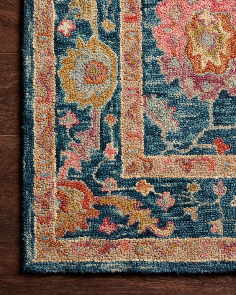 Loloi Padma Marine / Multi 2'-0" x 5'-0" Accent Rug Yellow Accent Hand-Hooked Wool