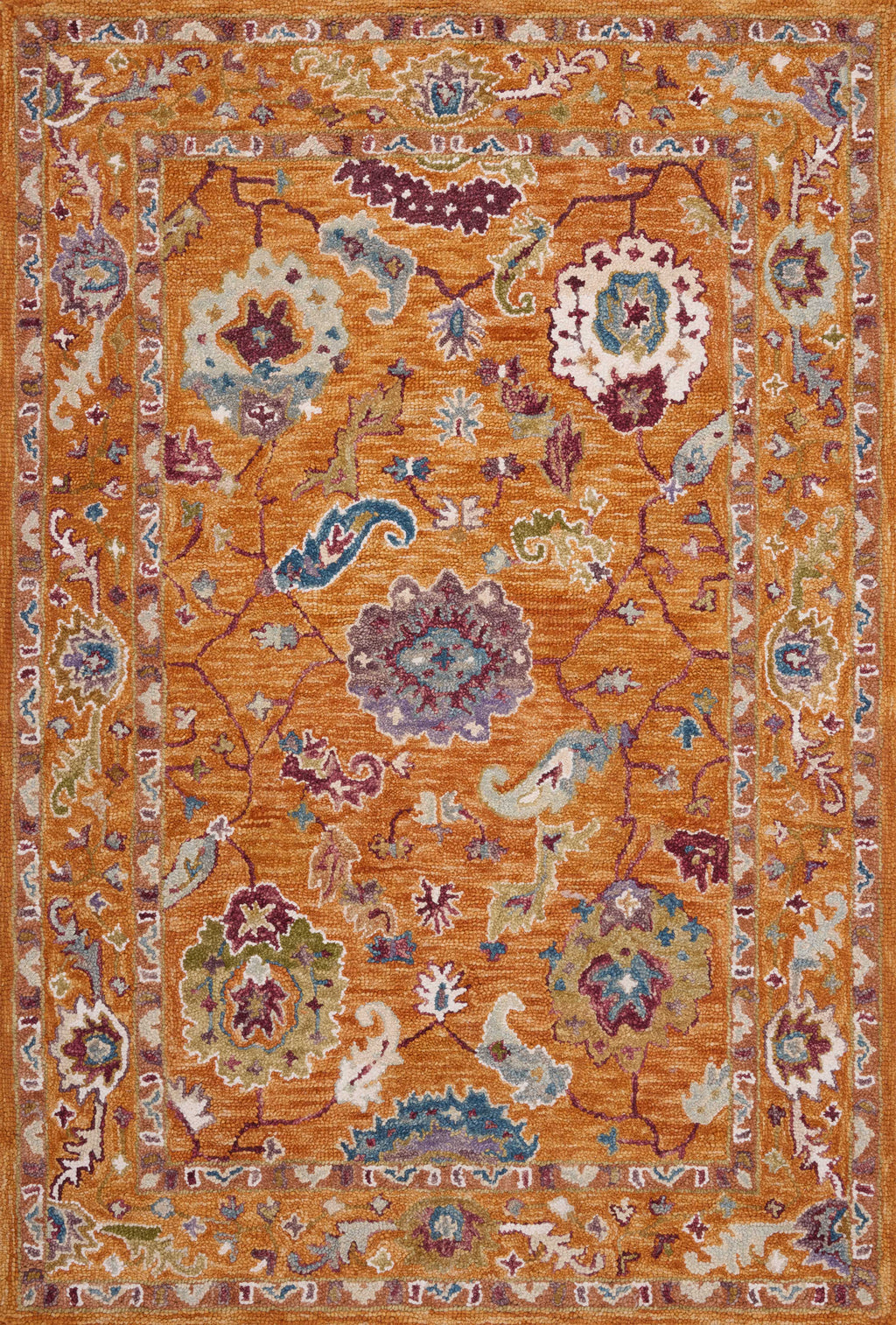 Loloi Padma Orange / Multi 2'-0" x 5'-0" Accent Rug Orange Accent Hand-Hooked Wool