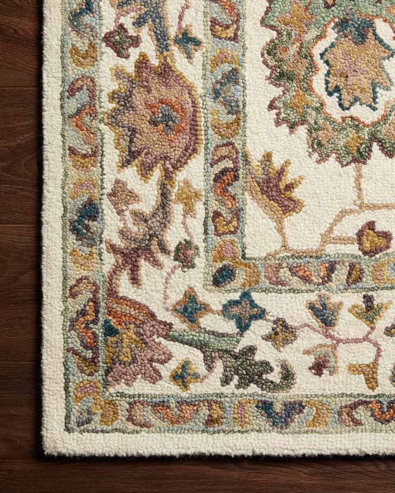 Loloi Padma White / Multi 2'-0" x 5'-0" Accent Rug Ivory Accent Hand-Hooked Wool