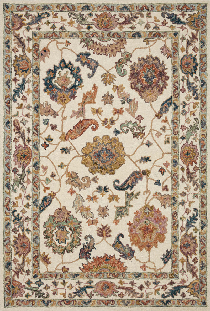 Loloi Padma White / Multi 2'-0" x 5'-0" Accent Rug Ivory Accent Hand-Hooked Wool