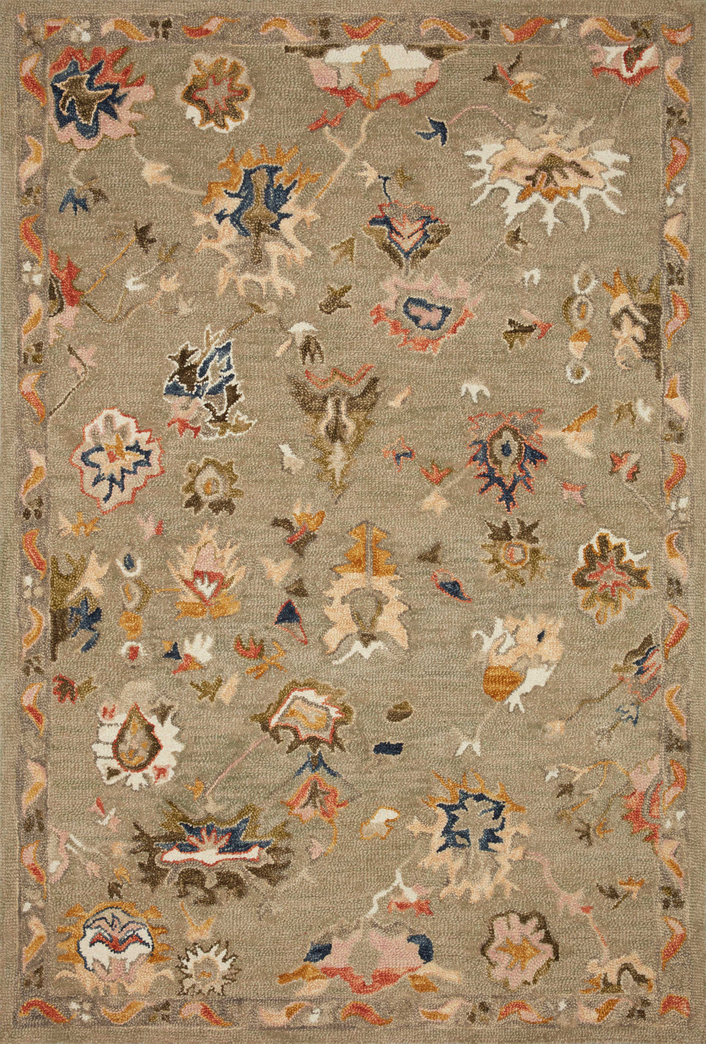 Loloi Padma Grey / Multi 2'-0" x 5'-0" Accent Rug Gray Accent Hand-Hooked Wool