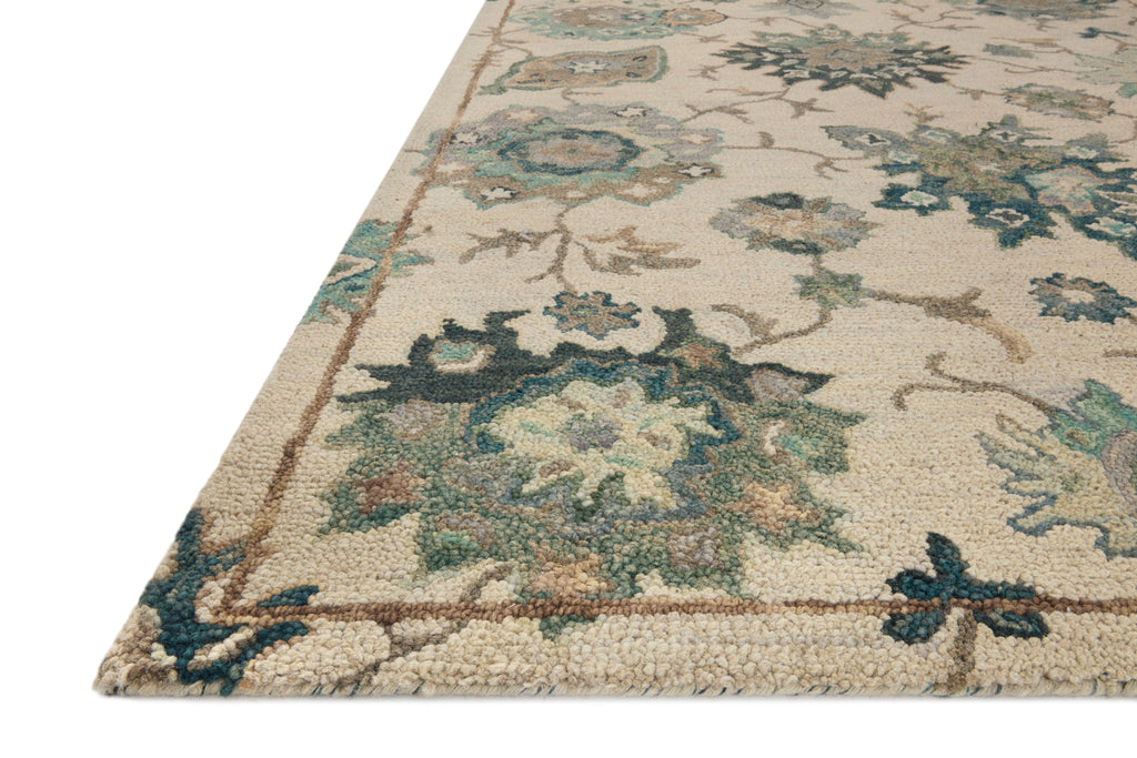 Loloi Padma Ivory / Blue 2'-0" x 5'-0" Accent Rug Ivory Accent Hand-Hooked Wool