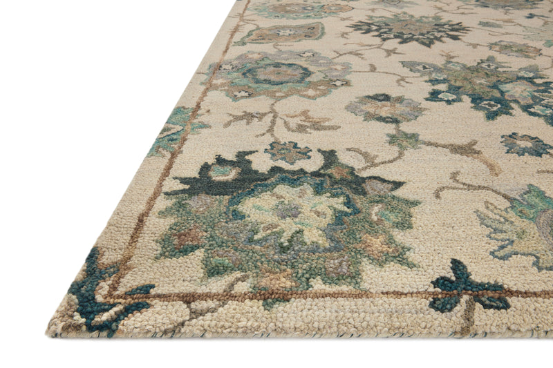 Loloi Padma Ivory / Blue 2'-0" x 5'-0" Accent Rug Ivory Accent Hand-Hooked Wool