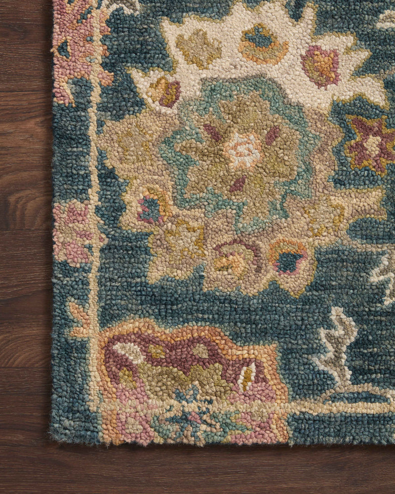 Loloi Padma Navy / Multi 2'-0" x 5'-0" Accent Rug Blue Accent Hand-Hooked Wool