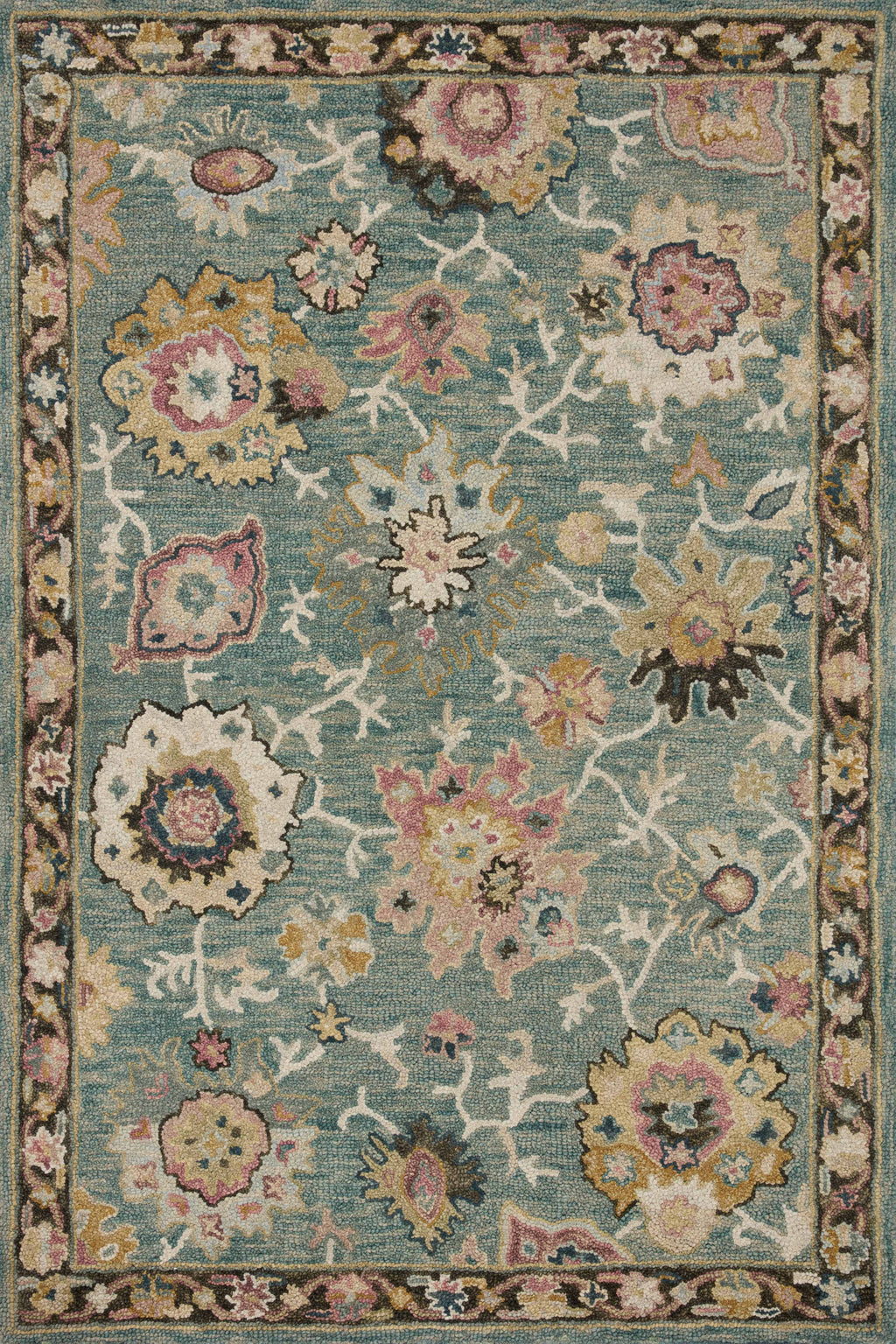 Loloi Padma Teal / Multi 2'-0" x 5'-0" Accent Rug Blue Accent Hand-Hooked Wool