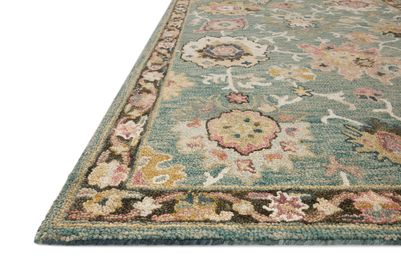 Loloi Padma Teal / Multi 2'-0" x 5'-0" Accent Rug Blue Accent Hand-Hooked Wool