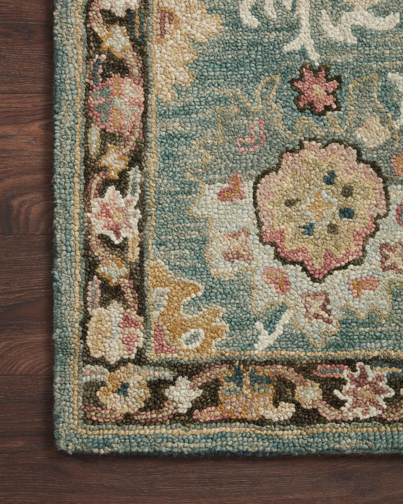 Loloi Padma Teal / Multi 2'-0" x 5'-0" Accent Rug Blue Accent Hand-Hooked Wool