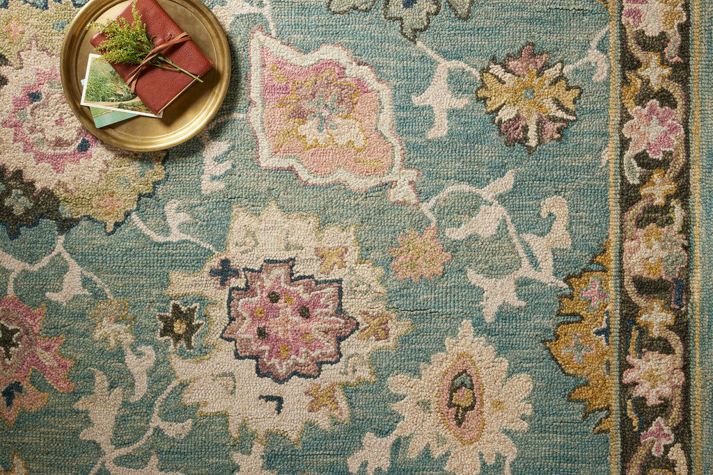 Loloi Padma Teal / Multi 2'-0" x 5'-0" Accent Rug Blue Accent Hand-Hooked Wool