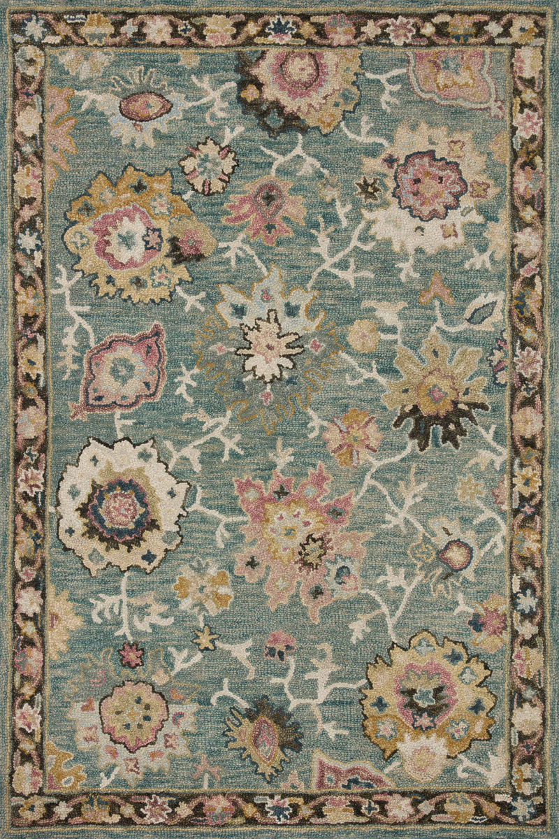 Loloi Padma Teal / Multi 2'-0" x 5'-0" Accent Rug Blue Accent Hand-Hooked Wool