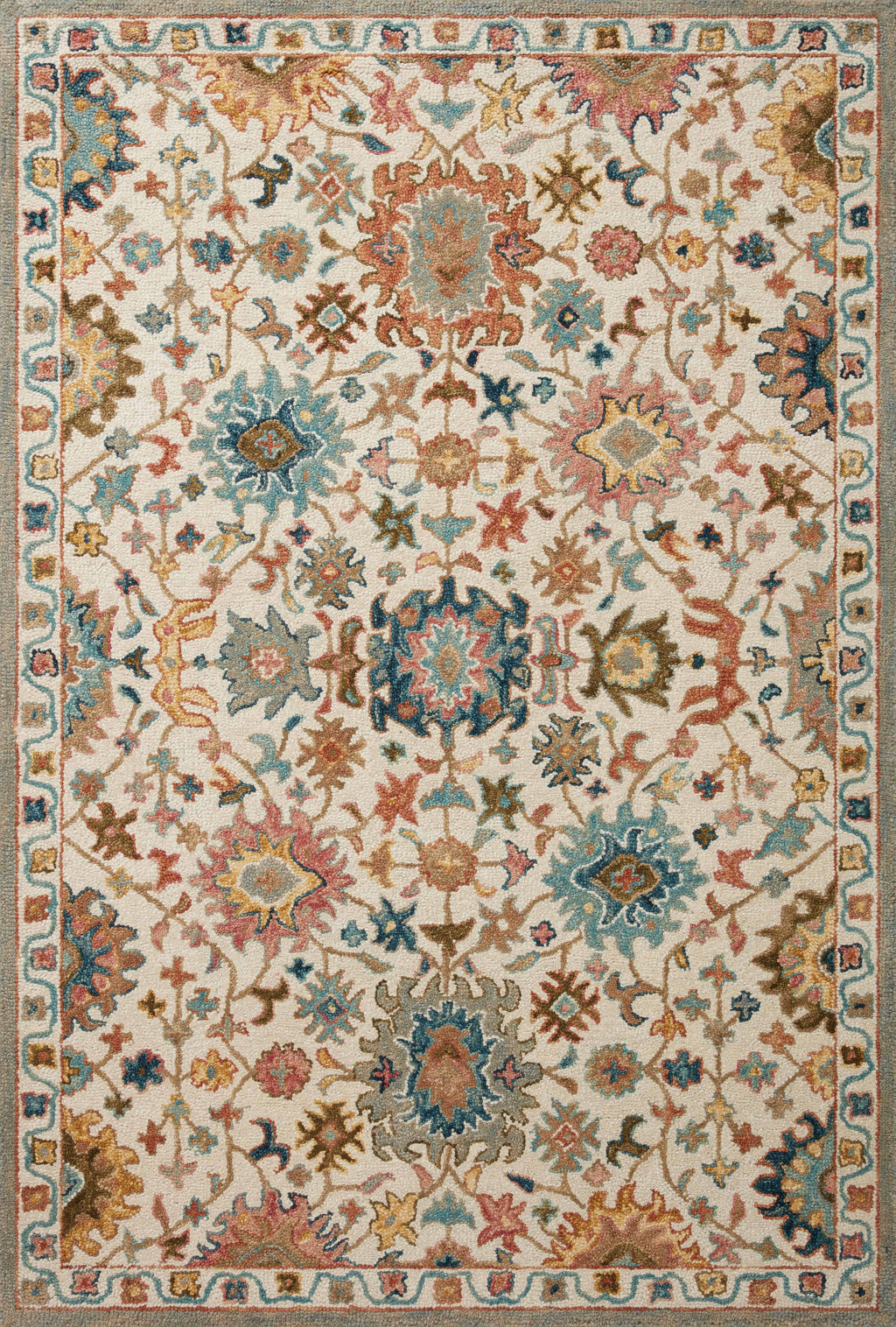 Loloi Padma Ivory / Multi 2'-0" x 5'-0" Accent Rug Ivory Accent Hand-Hooked Wool