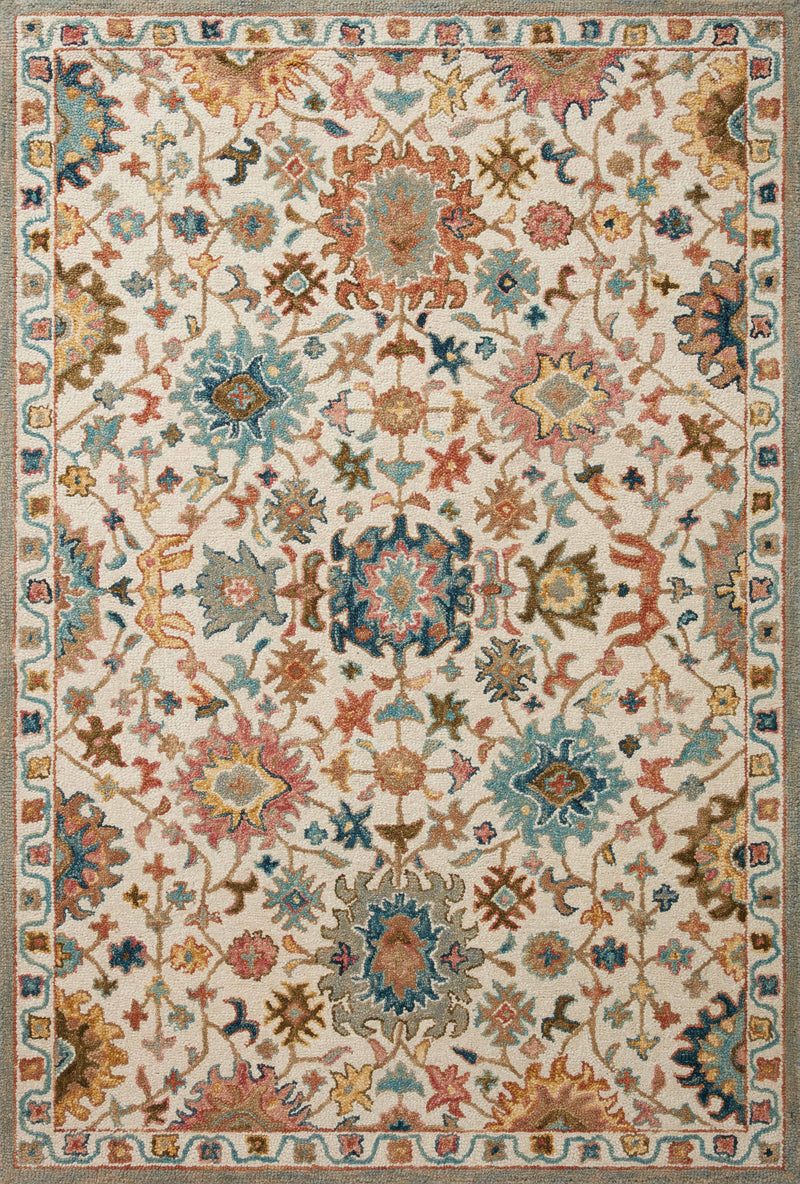 Loloi Padma Ivory / Multi 2'-0" x 5'-0" Accent Rug Ivory Accent Hand-Hooked Wool