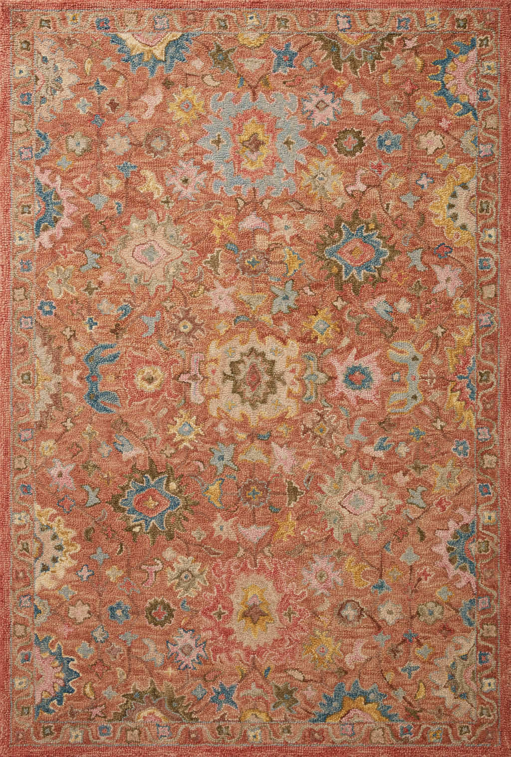 Loloi Padma Terracotta / Multi 2'-0" x 5'-0" Accent Rug Orange Accent Hand-Hooked Wool