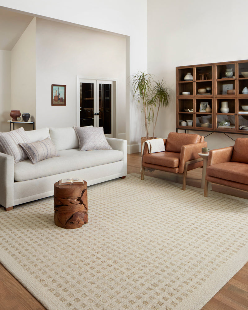 Chris Loves Julia x Loloi Polly Ivory / Natural 2'-0" x 5'-0" Accent Rug Ivory Accent Hand-Tufted Wool/Jute
