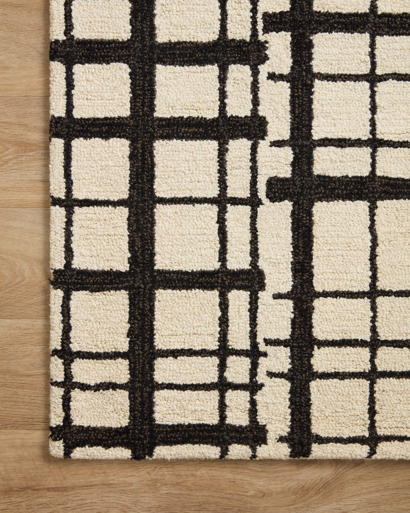 Chris Loves Julia x Loloi Polly Black / Ivory 2'-0" x 5'-0" Accent Rug Black Accent Hand-Tufted Wool/Jute