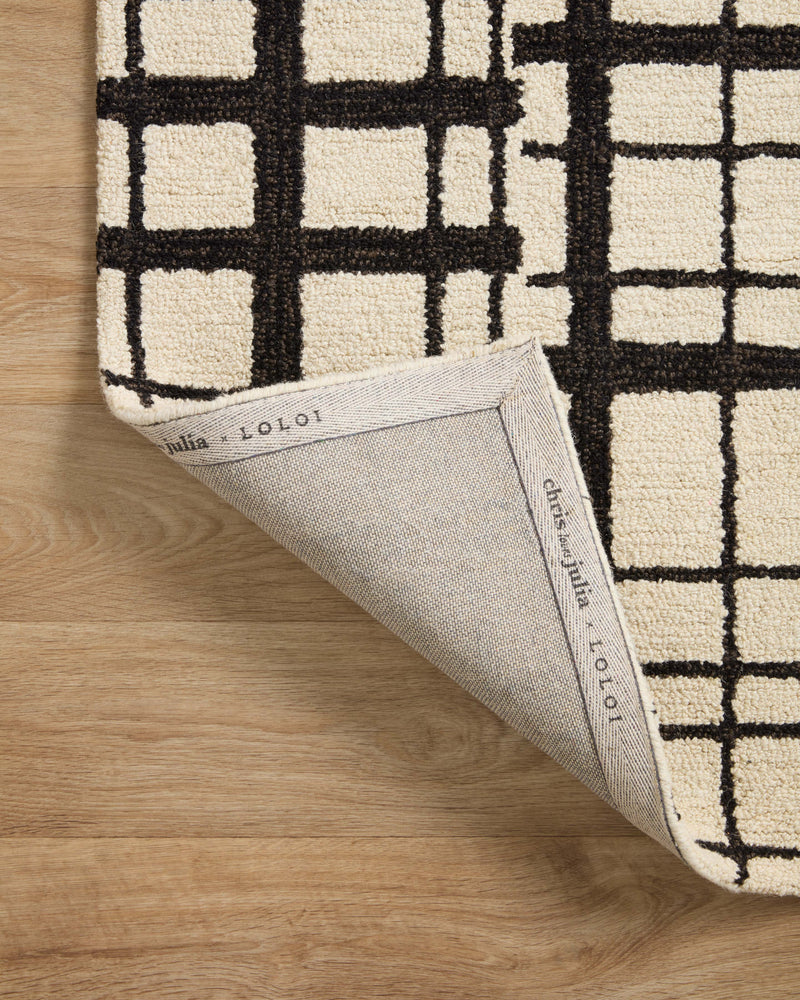 Chris Loves Julia x Loloi Polly Black / Ivory 2'-0" x 5'-0" Accent Rug Black Accent Hand-Tufted Wool/Jute