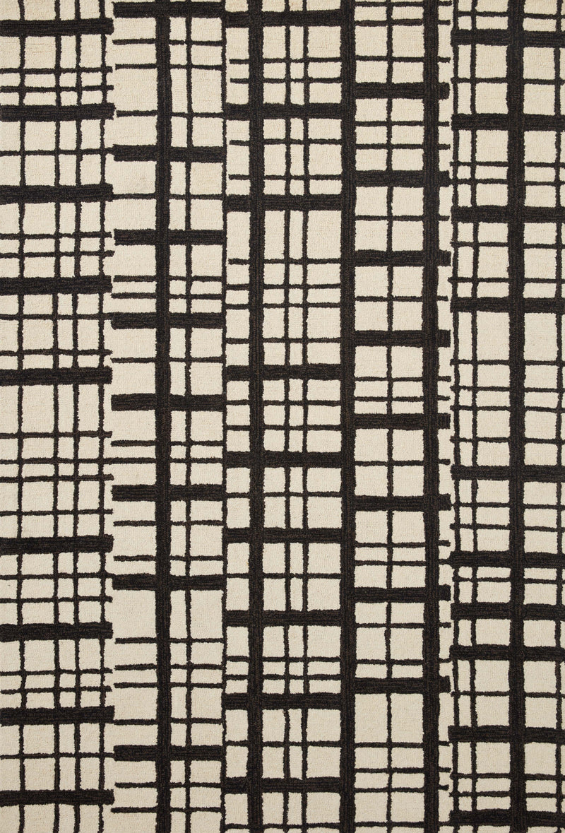 Chris Loves Julia x Loloi Polly Black / Ivory 2'-0" x 5'-0" Accent Rug Black Accent Hand-Tufted Wool/Jute