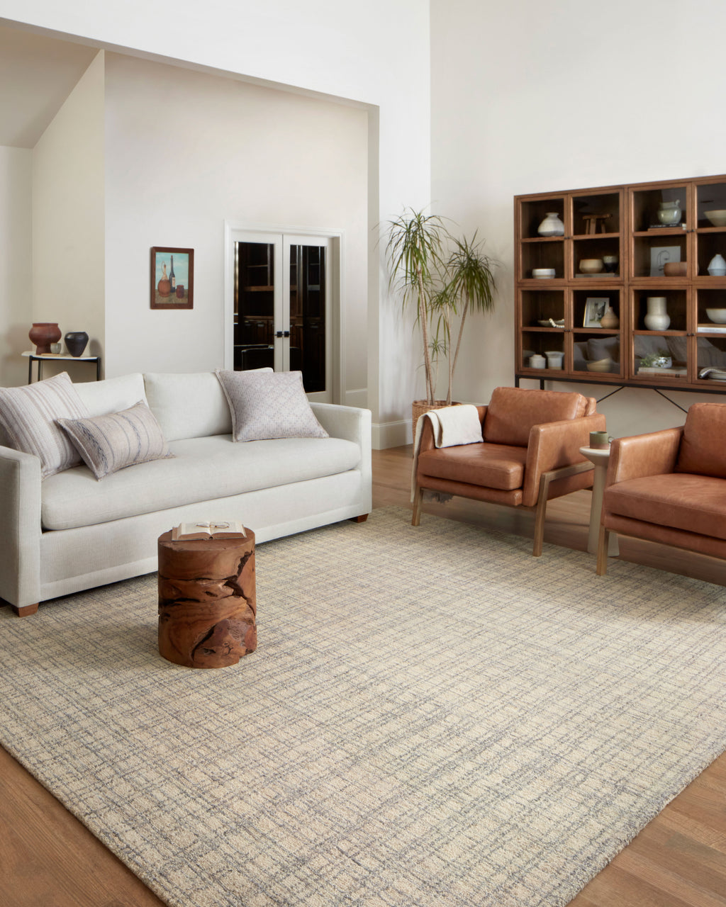 Chris Loves Julia x Loloi Polly Antique / Mist 2'-0" x 5'-0" Accent Rug Beige Accent Hand-Tufted Jute/Wool