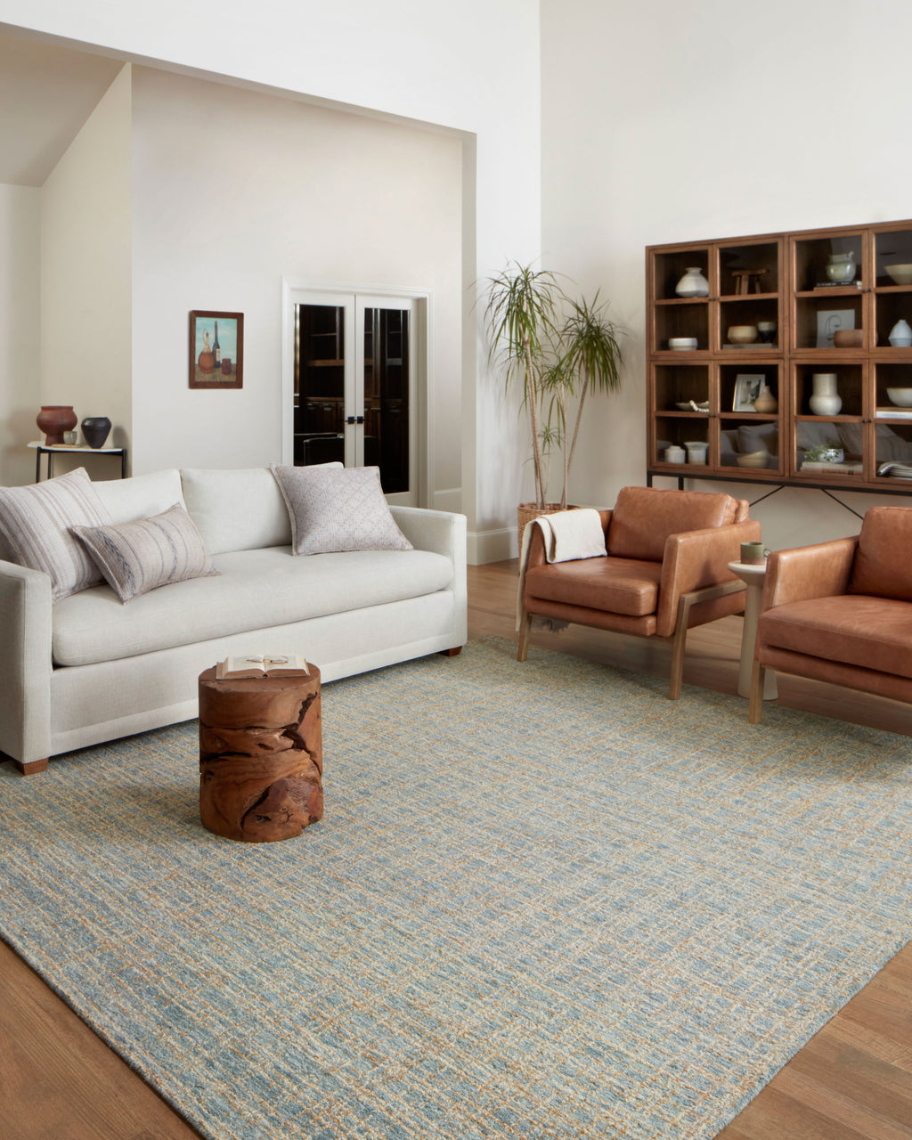 Chris Loves Julia x Loloi Polly Blue / Sand 2'-0" x 5'-0" Accent Rug Blue Accent Hand-Tufted Wool/Jute