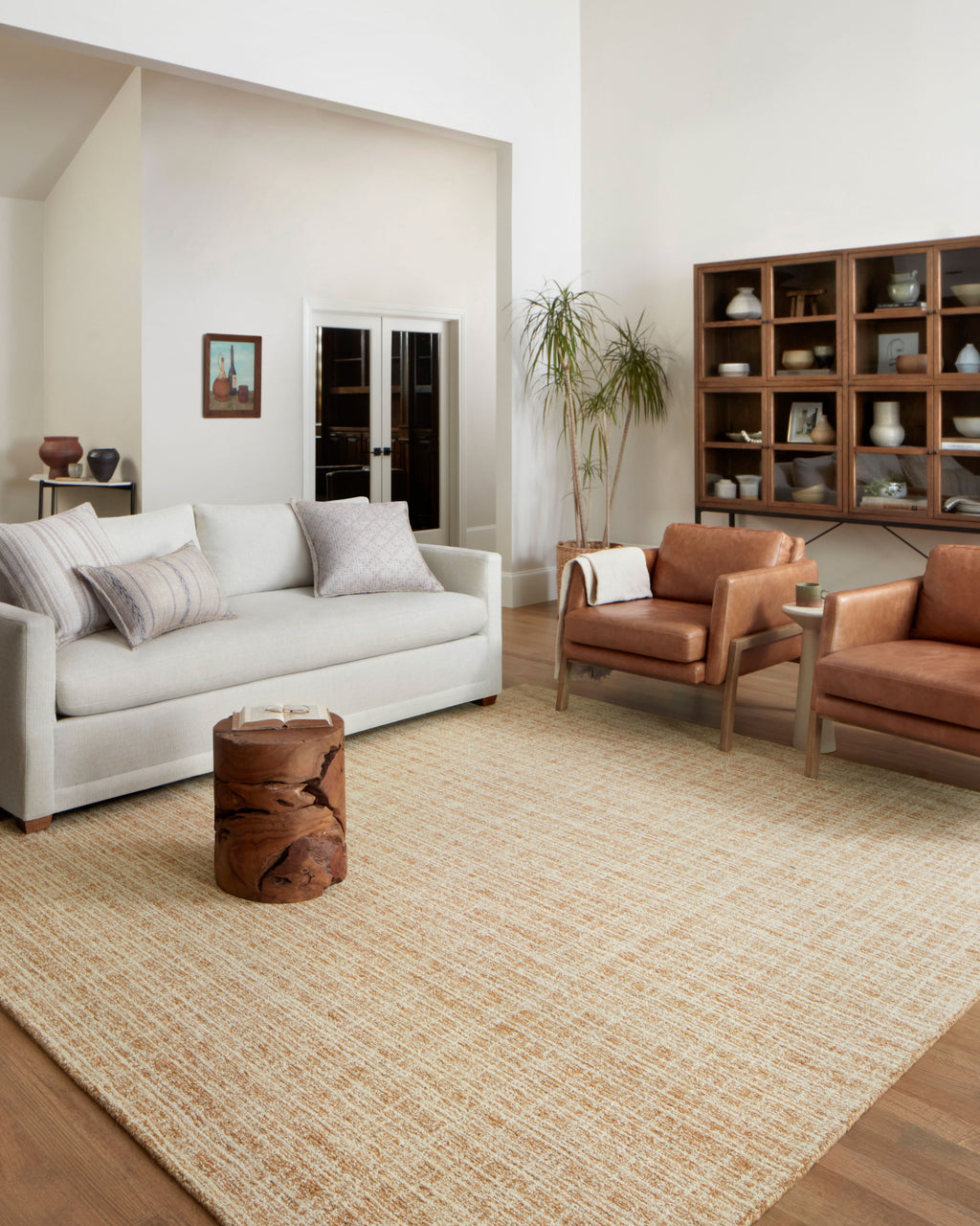 Chris Loves Julia x Loloi Polly Straw / Ivory 2'-0" x 5'-0" Accent Rug Gray Accent Hand-Tufted Wool/Jute