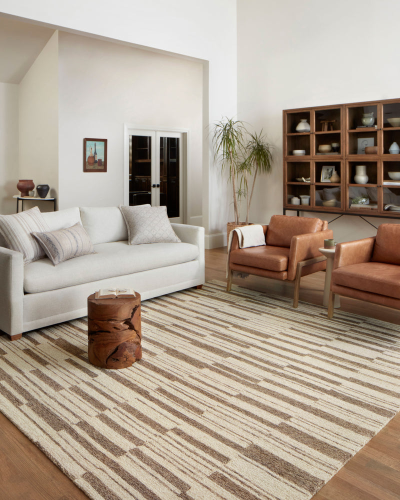 Chris Loves Julia x Loloi Polly Beige / Tobacco 2'-0" x 5'-0" Accent Rug Beige Accent Hand-Tufted Wool/Jute