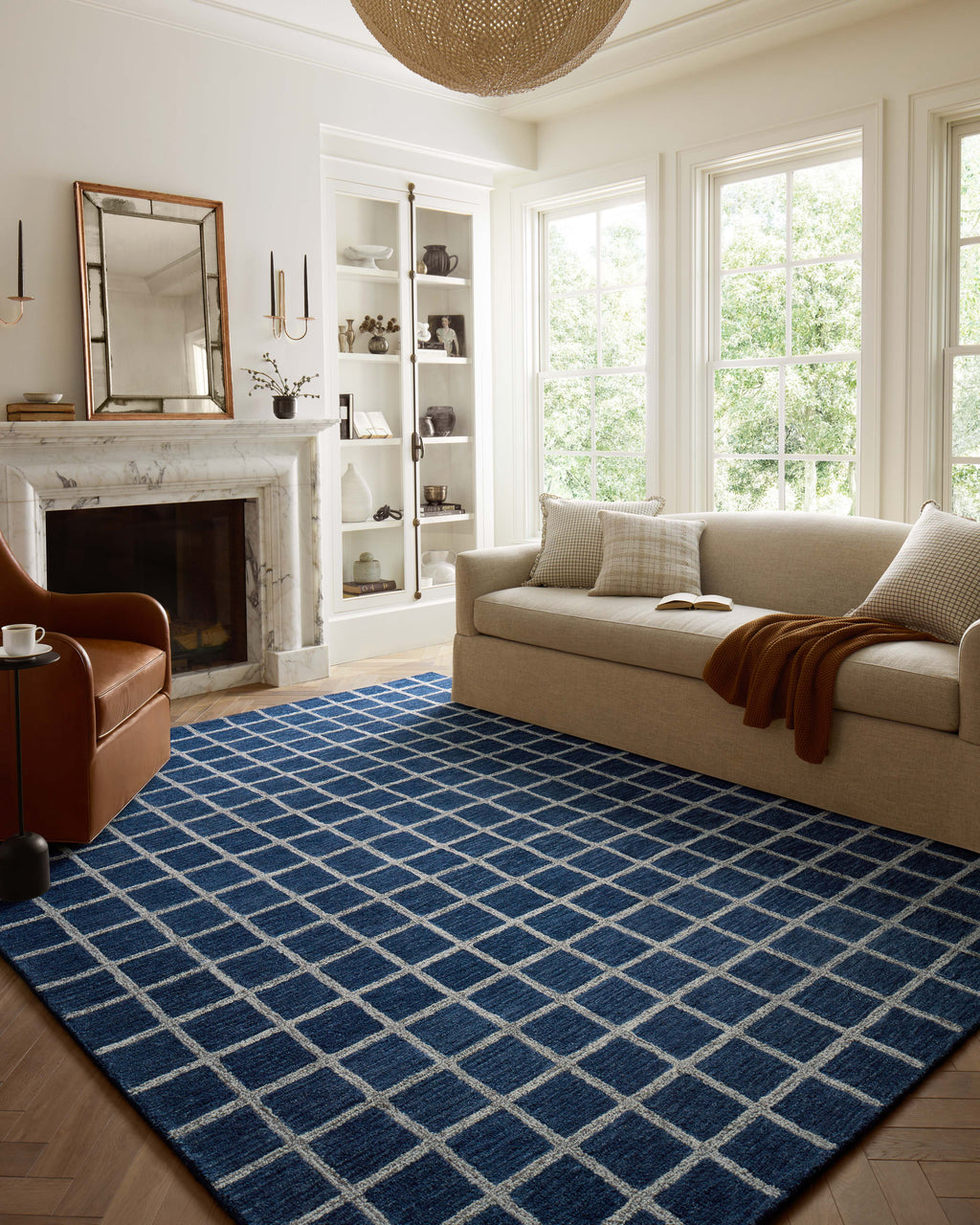 Chris Loves Julia x Loloi Polly Navy / Silver 2'-0" x 5'-0" Accent Rug Blue Accent Hand-Tufted Wool/Jute