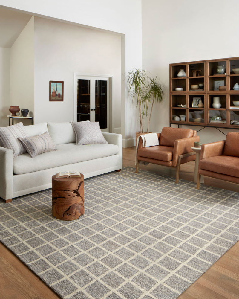Chris Loves Julia x Loloi Polly Slate / Ivory 2'-0" x 5'-0" Accent Rug Gray Accent Hand-Tufted Jute/Wool