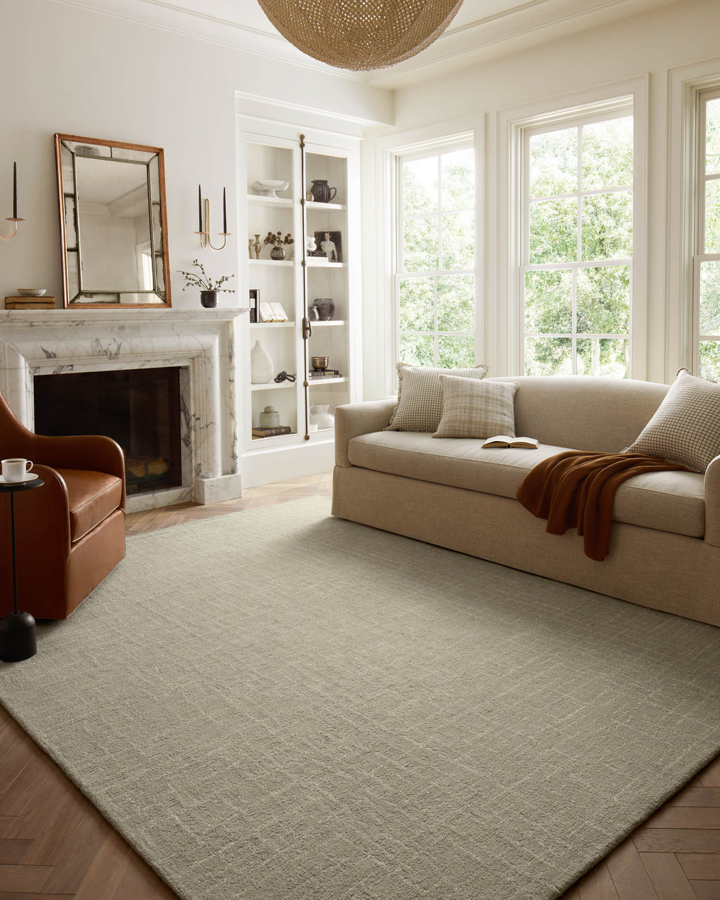 Chris Loves Julia x Loloi Polly Spa / Ivory 2'-0" x 5'-0" Accent Rug Blue Accent Hand-Tufted Wool/Jute