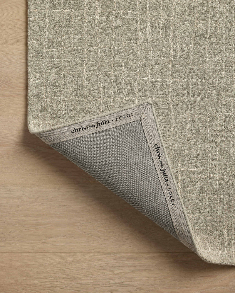 Chris Loves Julia x Loloi Polly Spa / Ivory 2'-0" x 5'-0" Accent Rug Blue Accent Hand-Tufted Wool/Jute