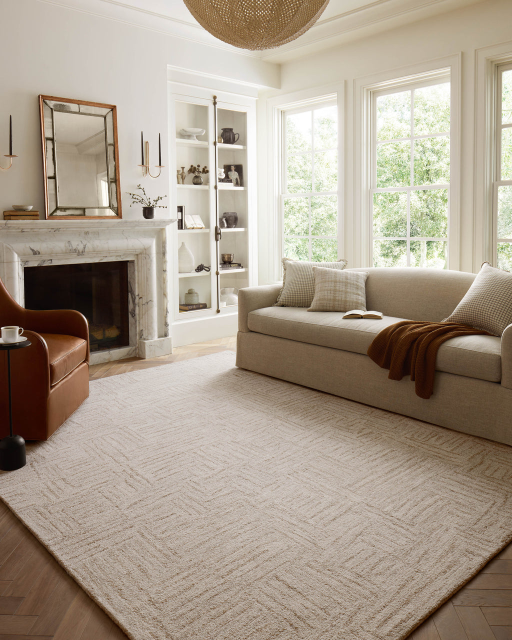 Chris Loves Julia x Loloi Polly Smoke / Sand 2'-0" x 5'-0" Accent Rug Gray Accent Hand-Tufted Wool/Jute