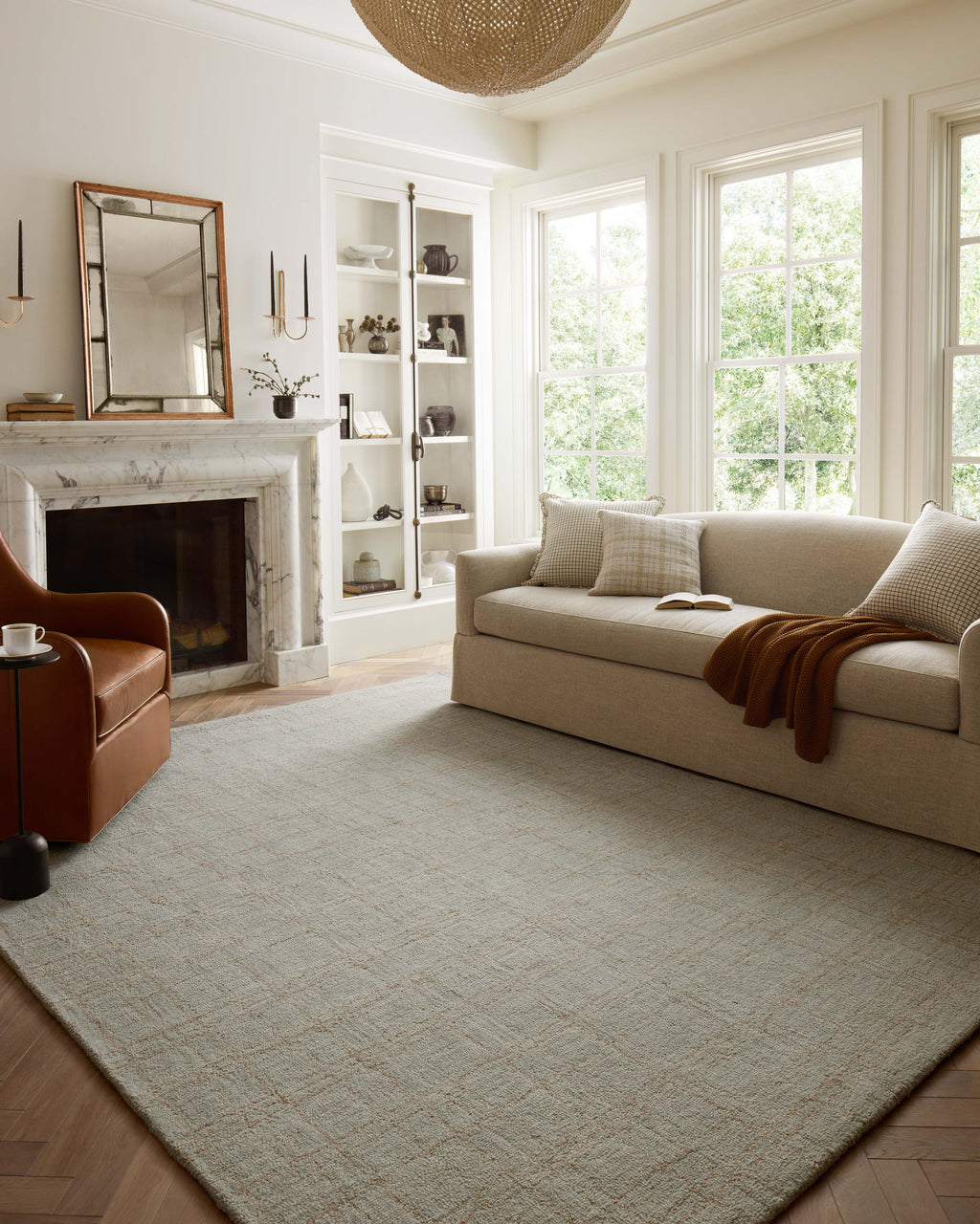 Chris Loves Julia x Loloi Polly Fog / Wheat 2'-0" x 5'-0" Accent Rug Beige Accent Hand-Tufted Wool/Jute