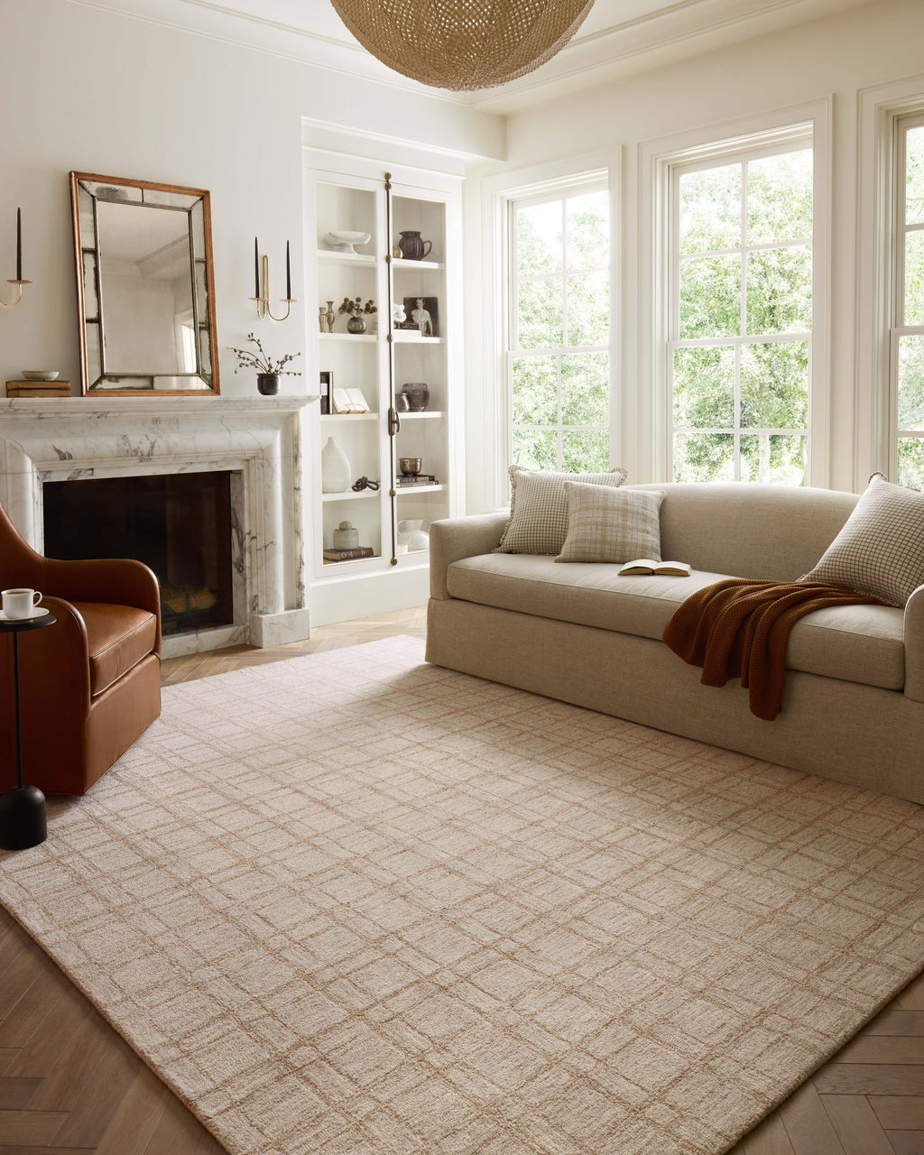 Chris Loves Julia x Loloi Polly Khaki / Sand 2'-0" x 5'-0" Accent Rug Beige Accent Hand-Tufted Wool/Jute