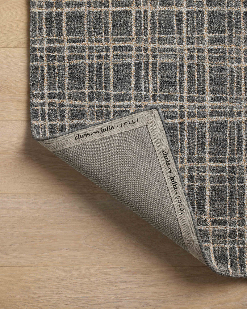 Chris Loves Julia x Loloi Polly Graphite / Pebble 2'-0" x 5'-0" Accent Rug Gray Accent Hand-Tufted Wool/Jute