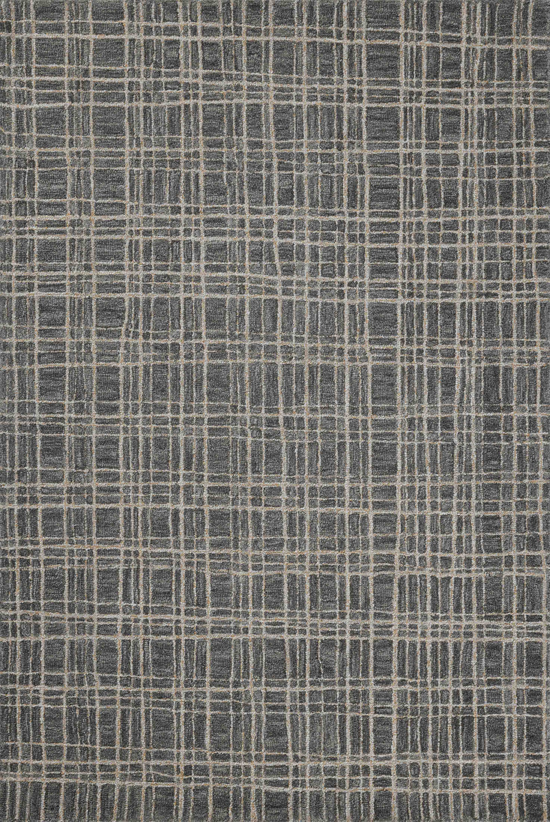 Chris Loves Julia x Loloi Polly Graphite / Pebble 2'-0" x 5'-0" Accent Rug Gray Accent Hand-Tufted Wool/Jute