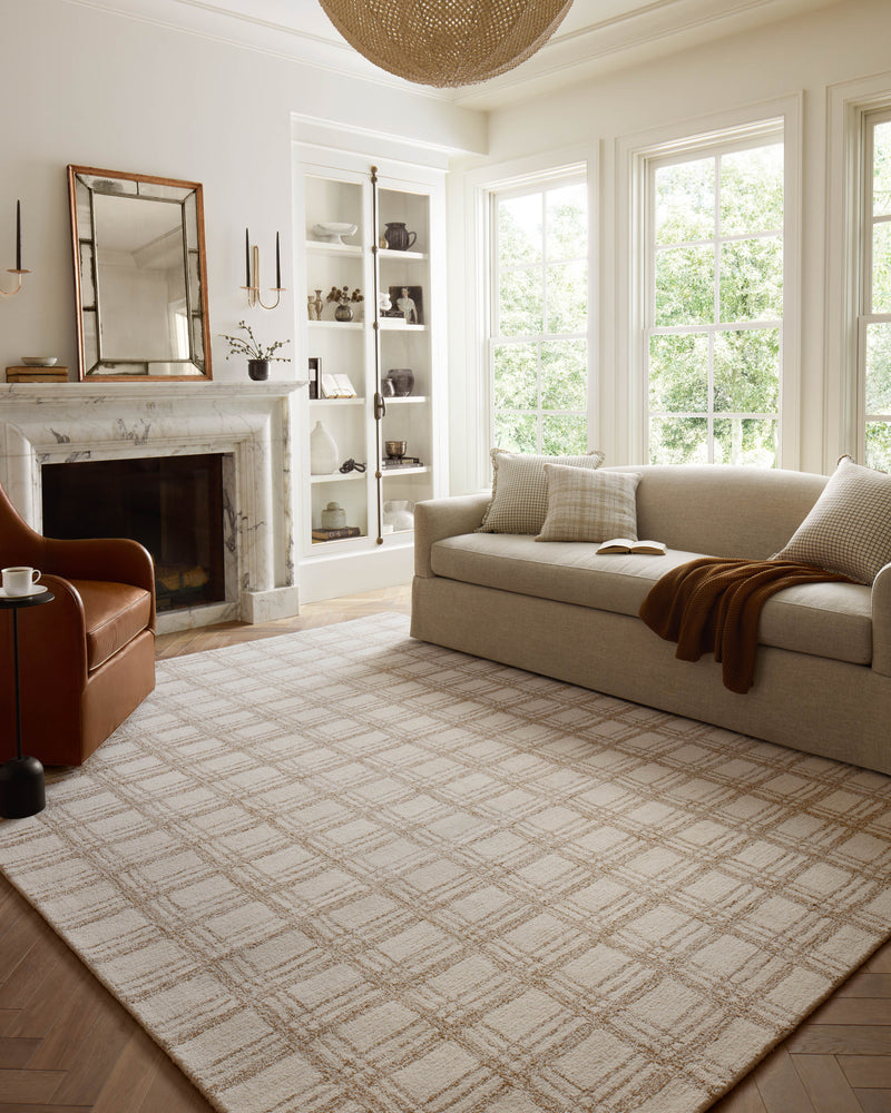 Chris Loves Julia x Loloi Polly Cream / Sand 2'-0" x 5'-0" Accent Rug Beige Accent Hand-Tufted Wool/Jute