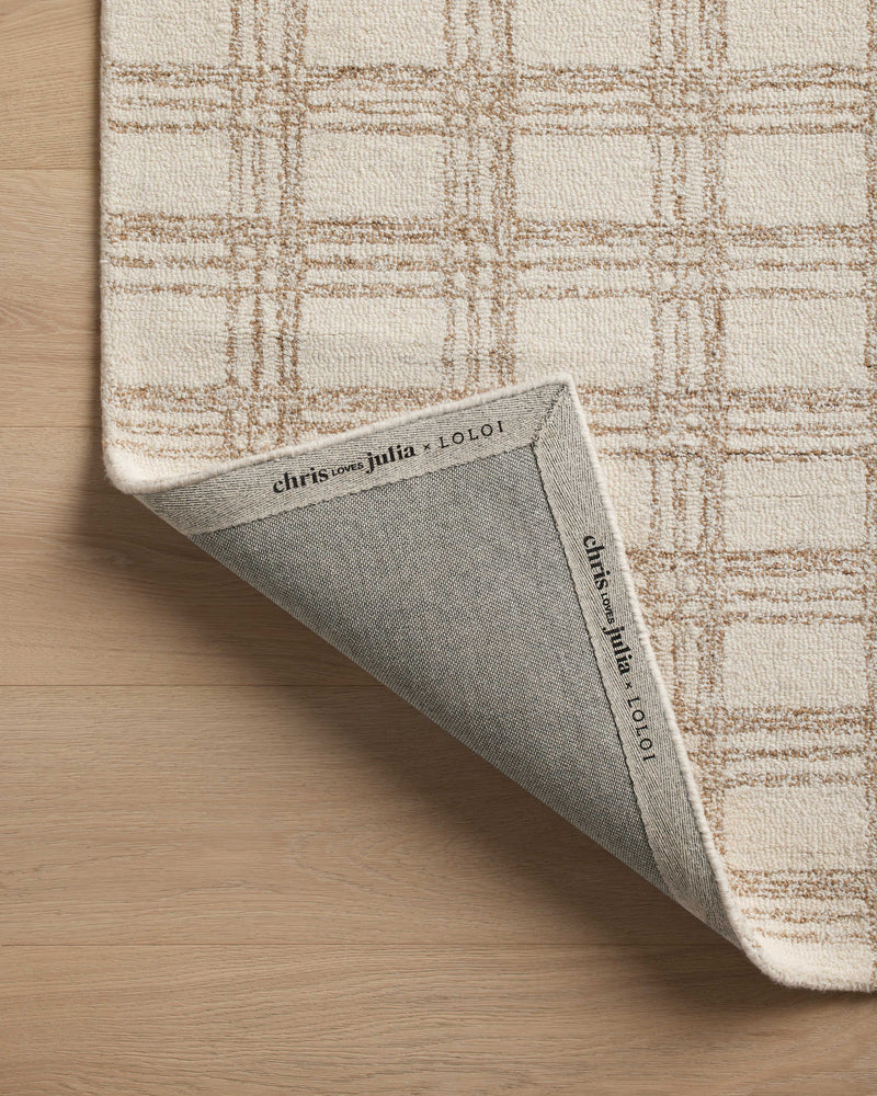 Chris Loves Julia x Loloi Polly Cream / Sand 2'-0" x 5'-0" Accent Rug Beige Accent Hand-Tufted Wool/Jute