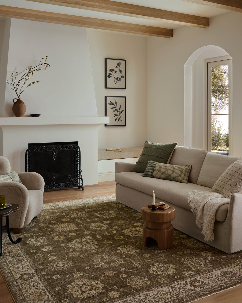 Loloi Priscilla Bark / Ivory 18" x 18" Sample Rug Beige sample Power-Loomed Polyester