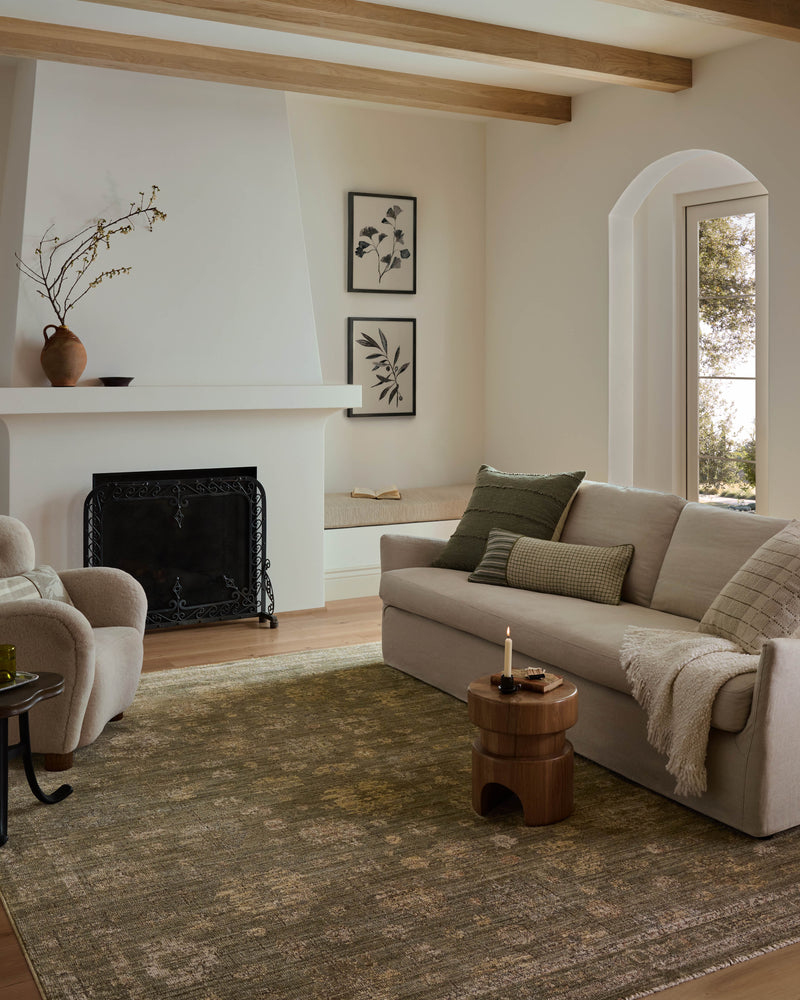 Loloi Priscilla Olive / Sand 18" x 18" Sample Rug Green sample Power-Loomed Polyester