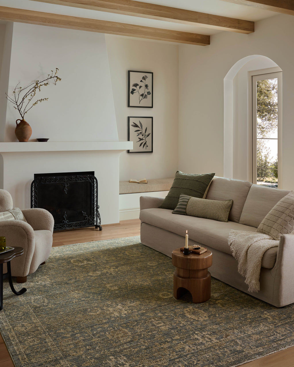 Loloi Priscilla Blue / Sand 18" x 18" Sample Rug Blue sample Power-Loomed Polyester