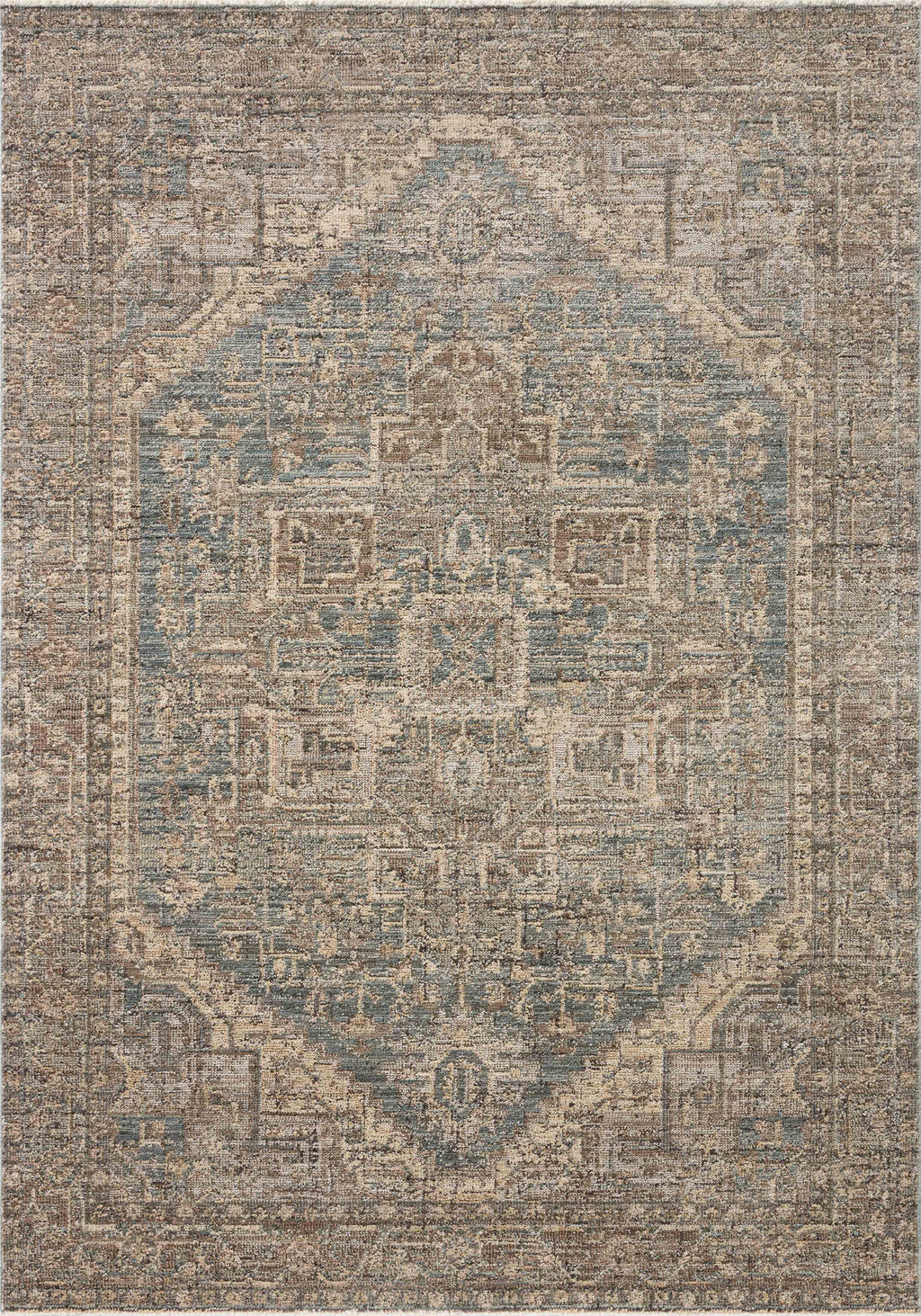 Loloi Priscilla Blue / Bark 18" x 18" Sample Rug Blue sample Power-Loomed Polyester