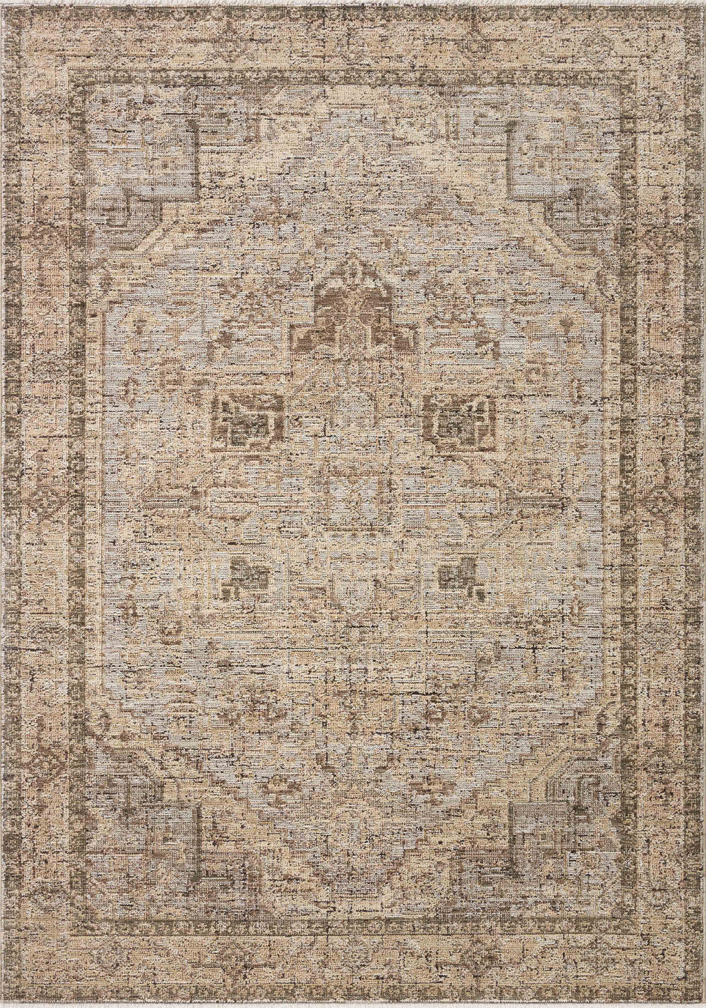 Loloi Priscilla Beige / Earth 18" x 18" Sample Rug Beige sample Power-Loomed Polyester