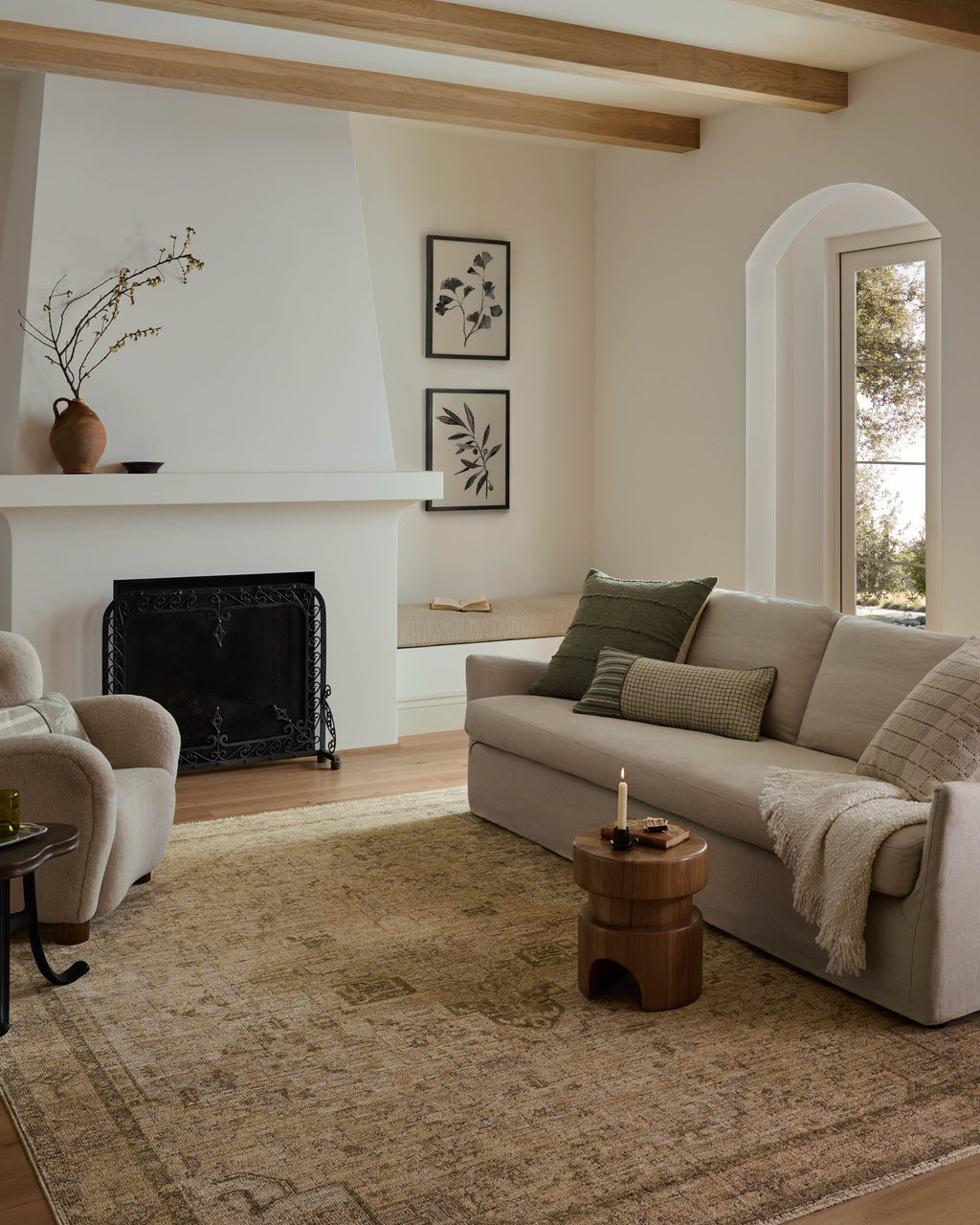 Loloi Priscilla Beige / Earth 18" x 18" Sample Rug Beige sample Power-Loomed Polyester