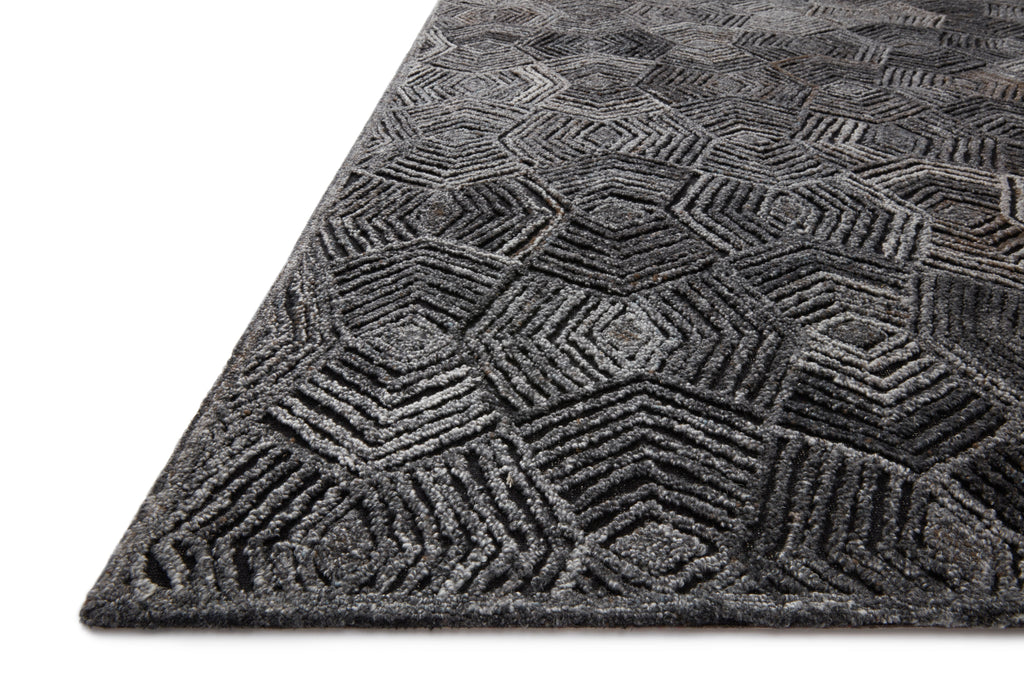 Loloi Prescott Charcoal 2'-3" x 3'-9" Accent Rug Gray Accent Hand-Hooked Polyester/Wool/RayonCotton