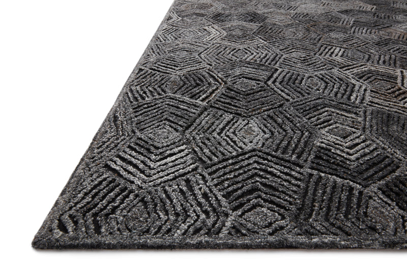 Loloi Prescott Charcoal 2'-3" x 3'-9" Accent Rug Gray Accent Hand-Hooked Polyester/Wool/RayonCotton